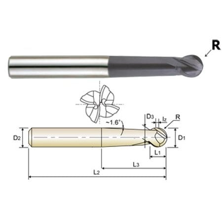 Yg-1 Tool 4 Flute Long Length Ball Nose Economic Type X-Power Carbide 93295